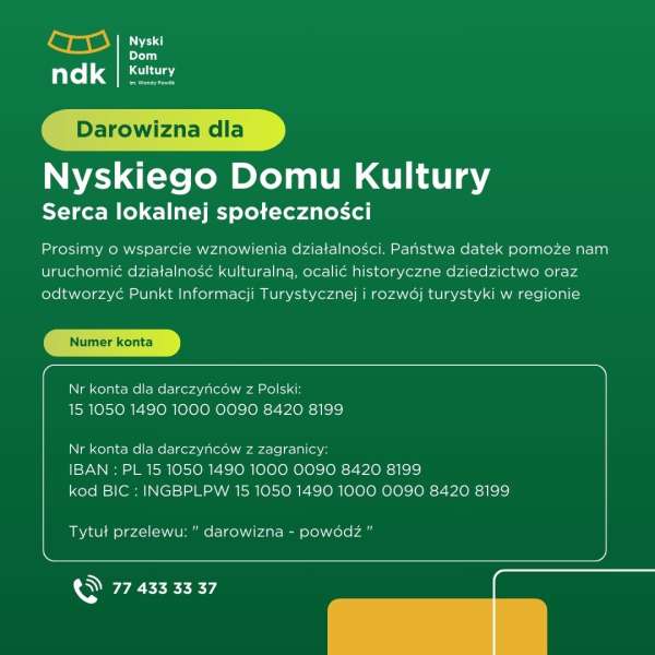 Darowizna dla Nyskiego Domu Kultury - Punktu Informacji Turystycznej